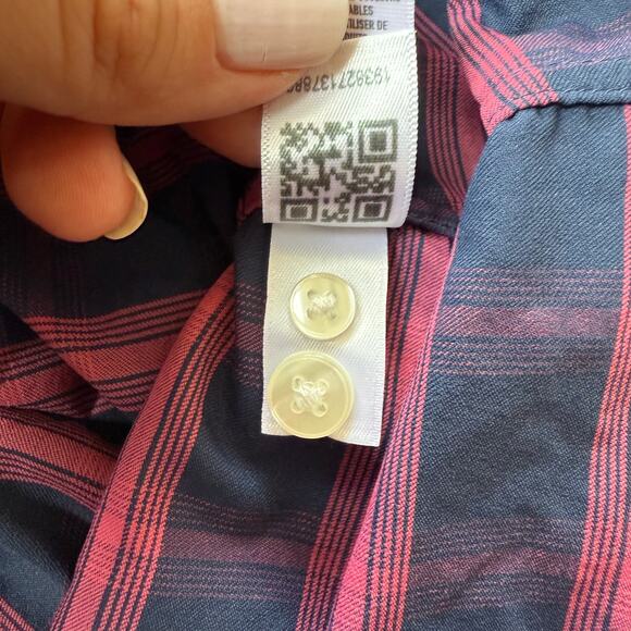 Bonobos Shirt Mens Large Blue Pink Check Long Sleeve Slim Fit Nylon Spandex - Picture 5 of 5